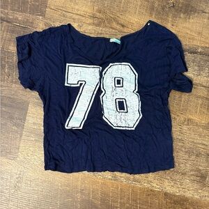 Navy Blue Crop Top with '78' Graphic